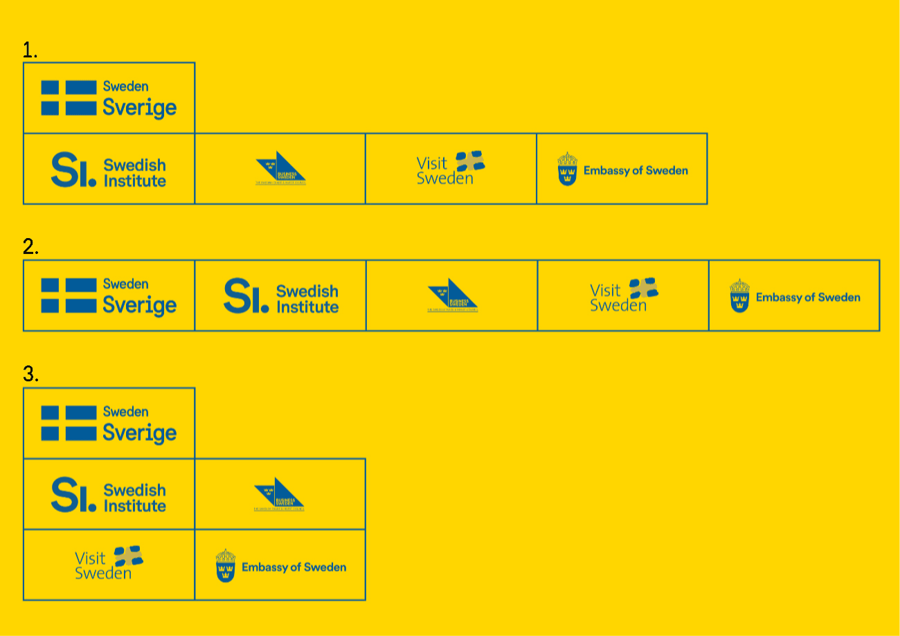 Examples of sender systems, on a yellow background.