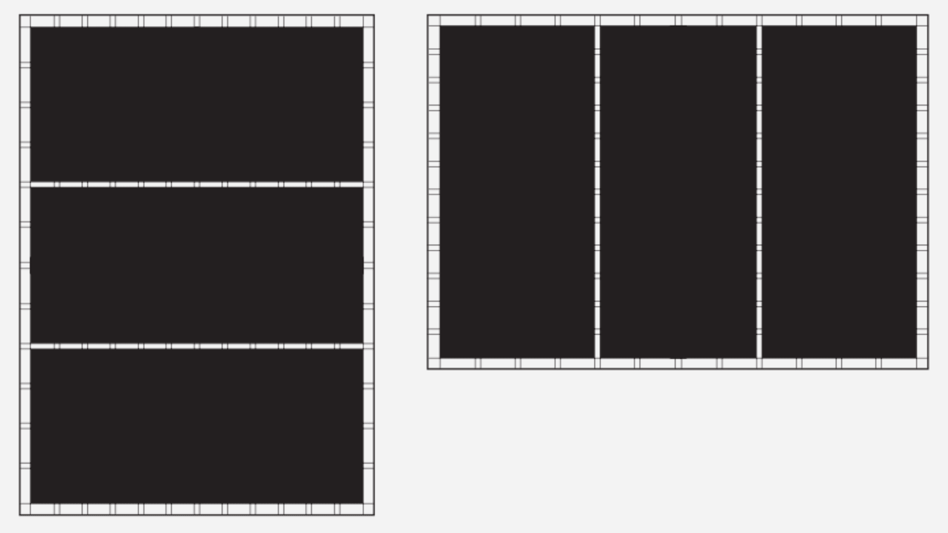 Composition when the modules are thirds, portrait and landscape format.