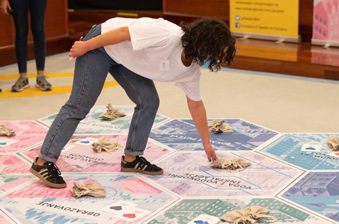 Students playing Electionville.