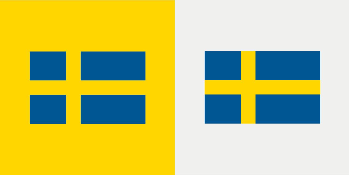 The avatar version of the Swedish flag, on yellow and light grey background, respectively.