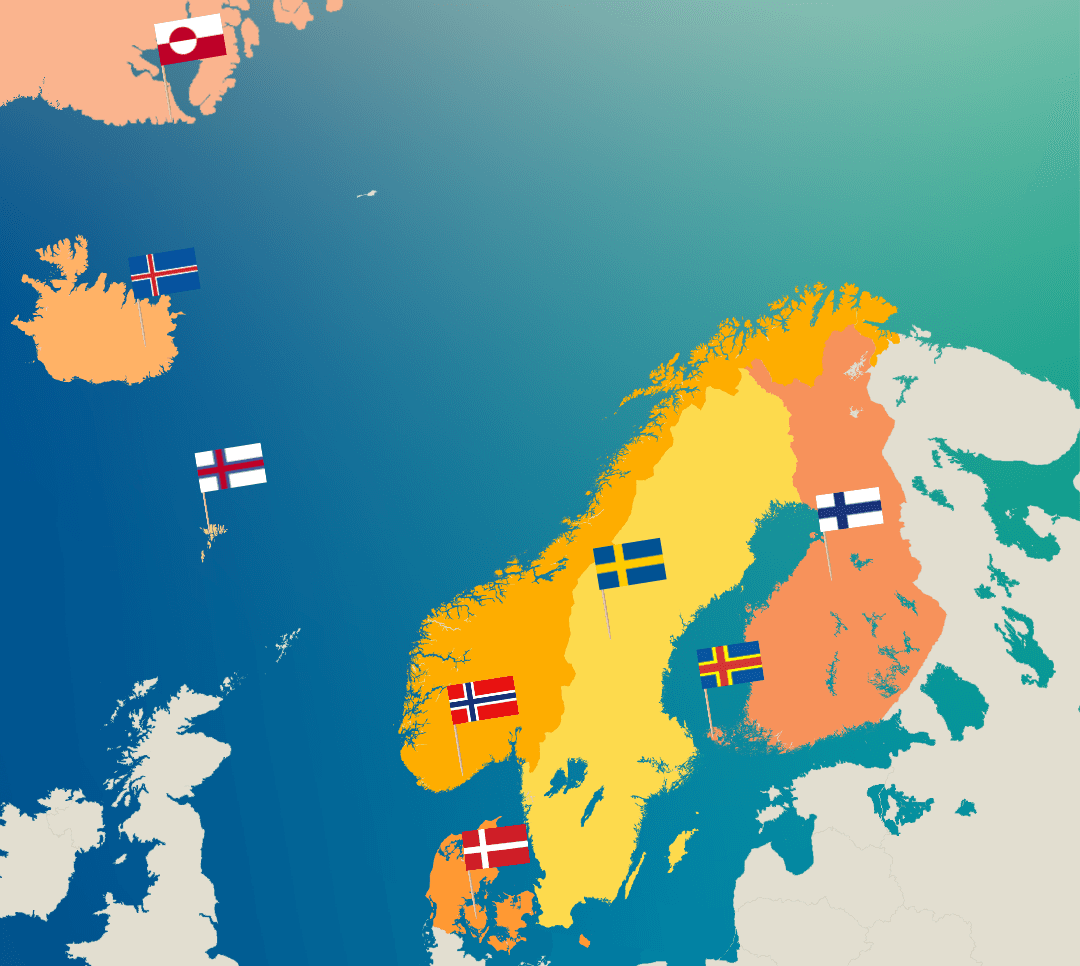 A map of the Nordic countries