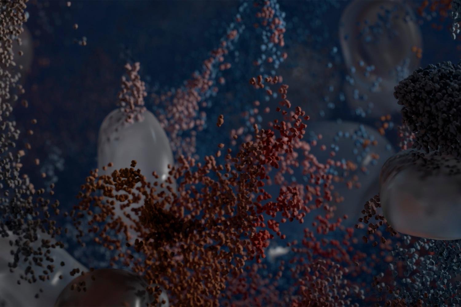 Microscopic closeup of lignin batteries.
