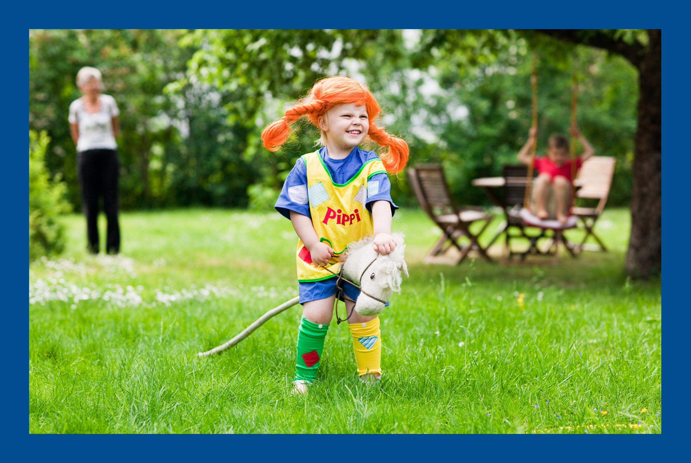 A child dressed as Pippi Longstocking.