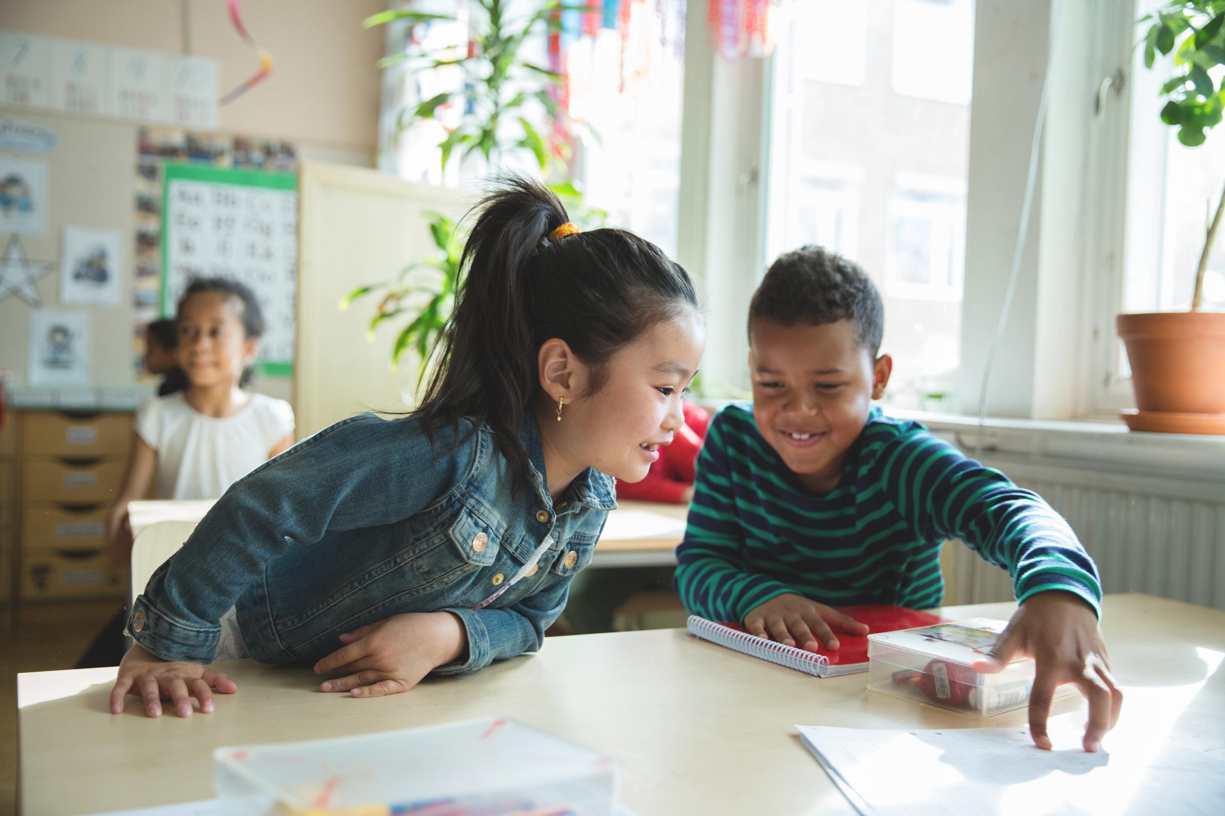 Children in a primary school classroom