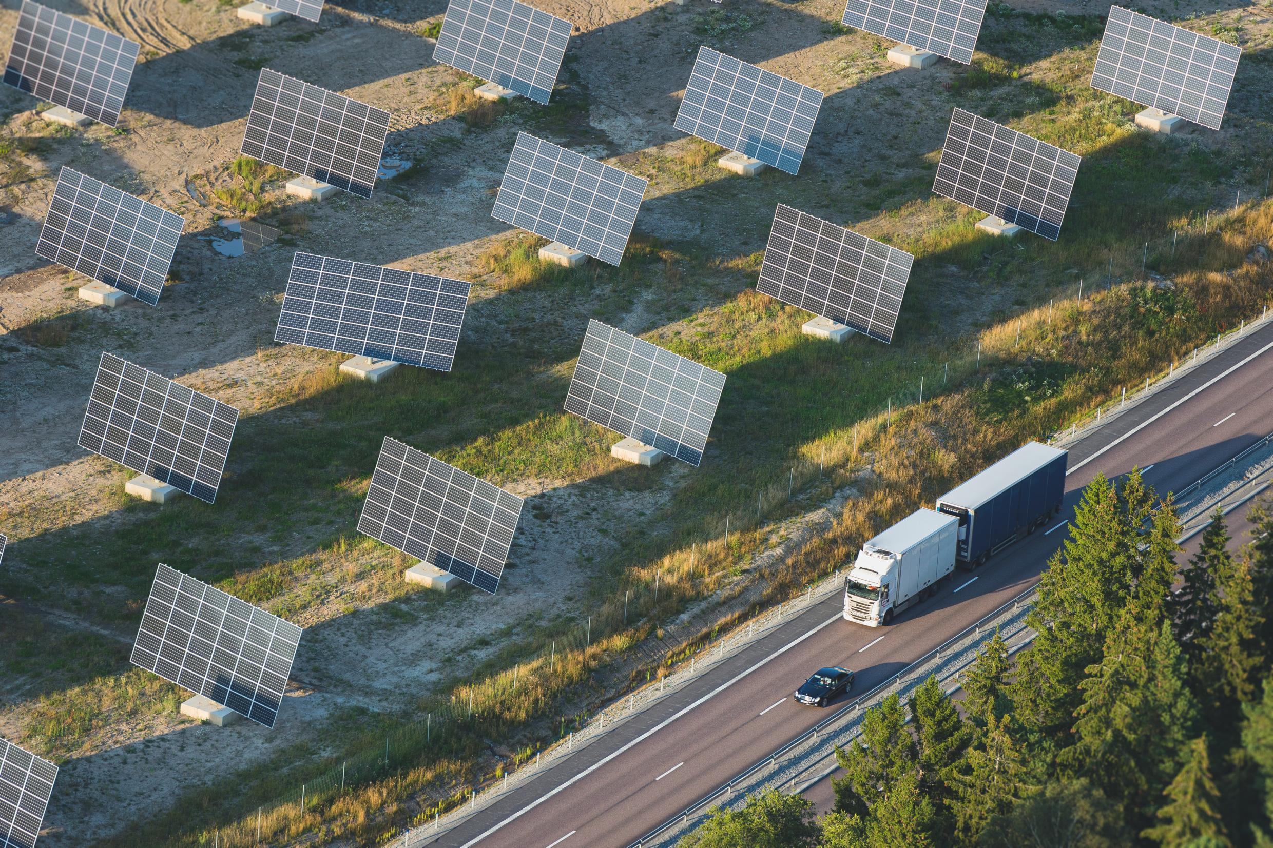 Solar panels on a field.