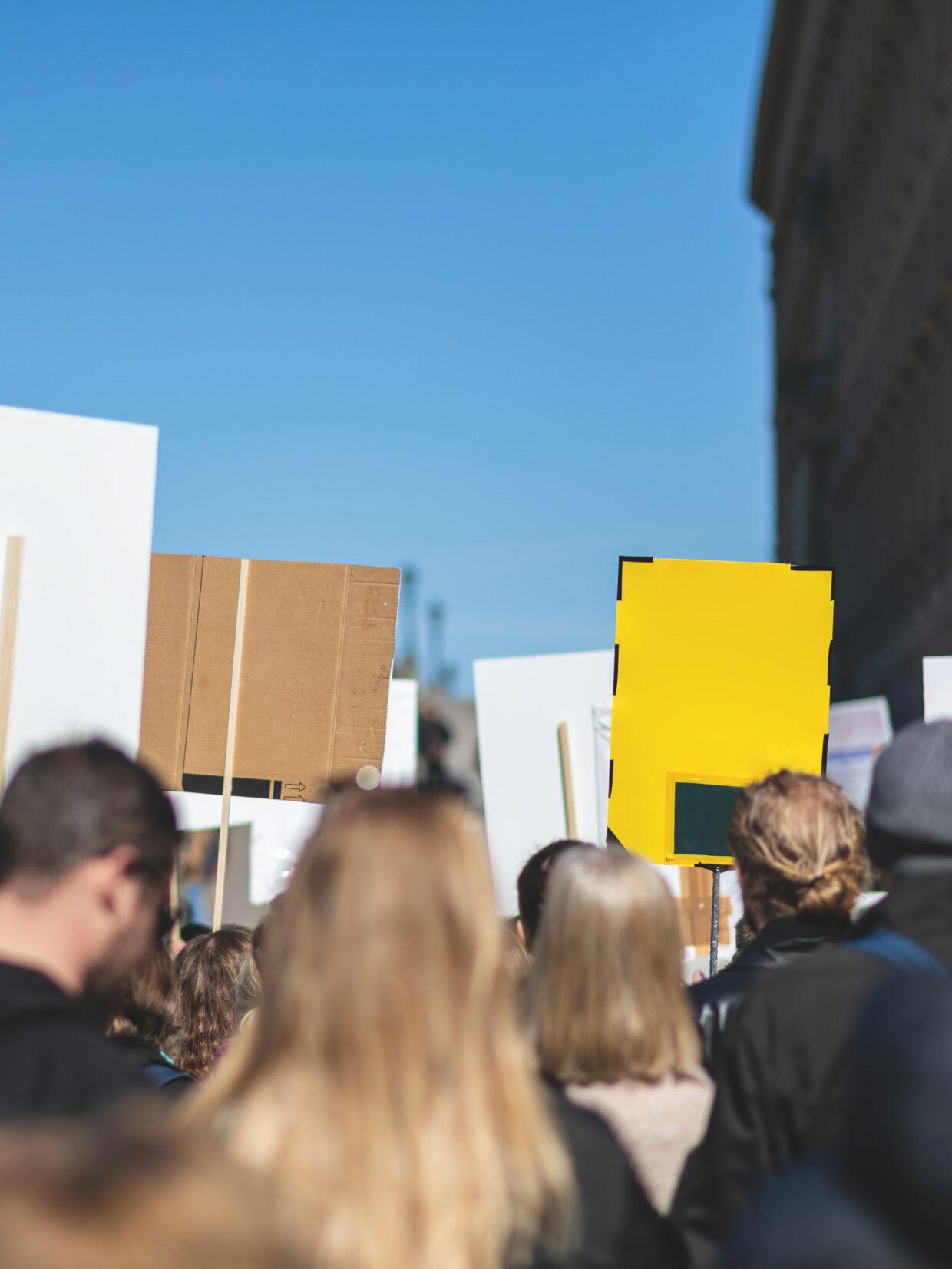 A crowd of people using their right to take part in demonstrations.