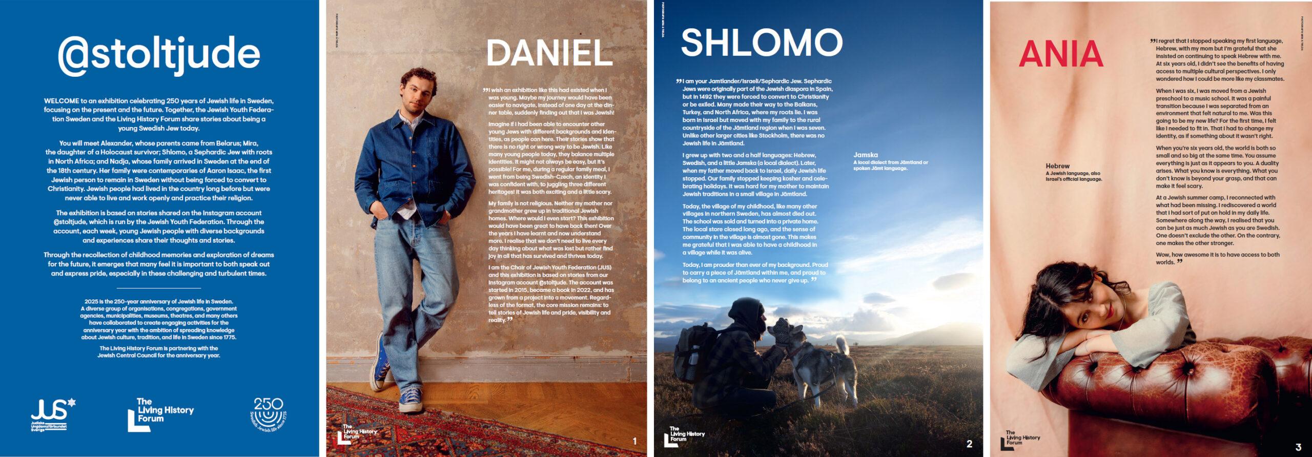 Posters featuring Daniel, Schlomo and Ania.