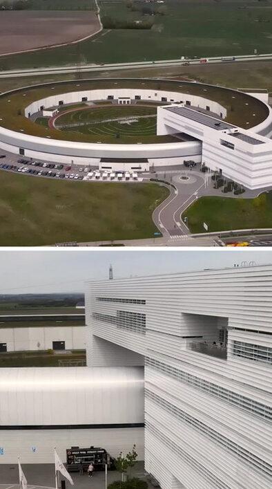 The MAXIV facility is big with white modern buildings.