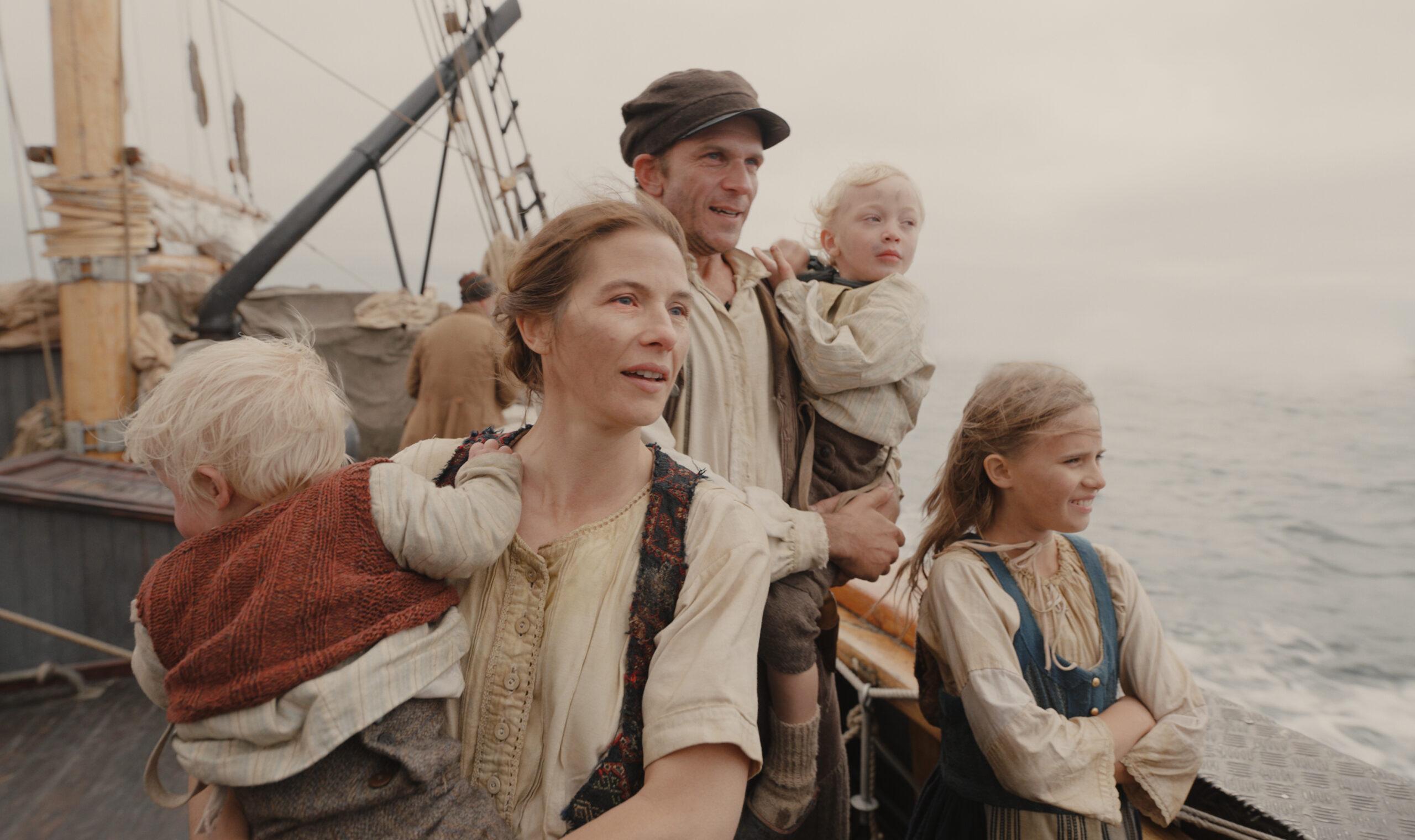 A still from the film The emigrants, showing a Swedish family on the boat to the United states in the mid-19th century.