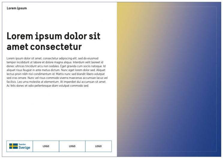 An example of how the Sweden brand graphic element can be used in a folder. 