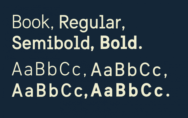Light text on dark blue background showing the four weights of Sweden Sans.
