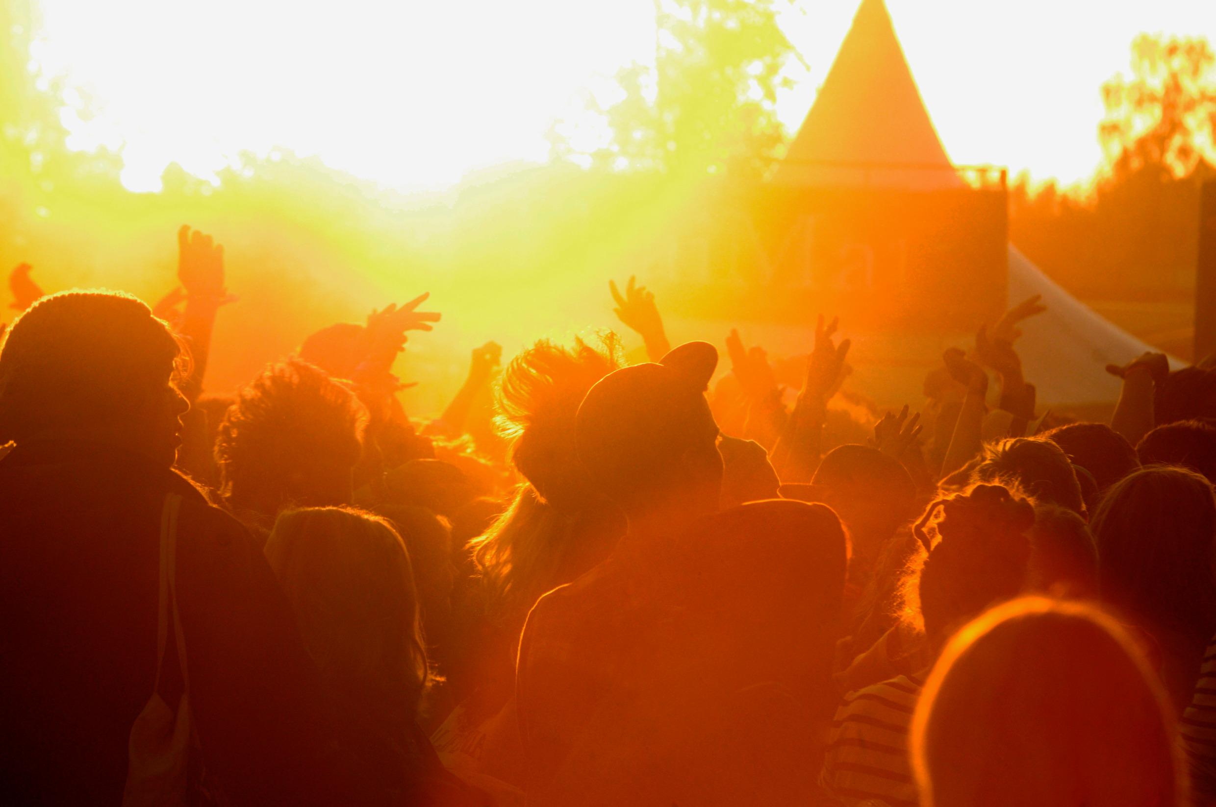 Sunset at a music festival