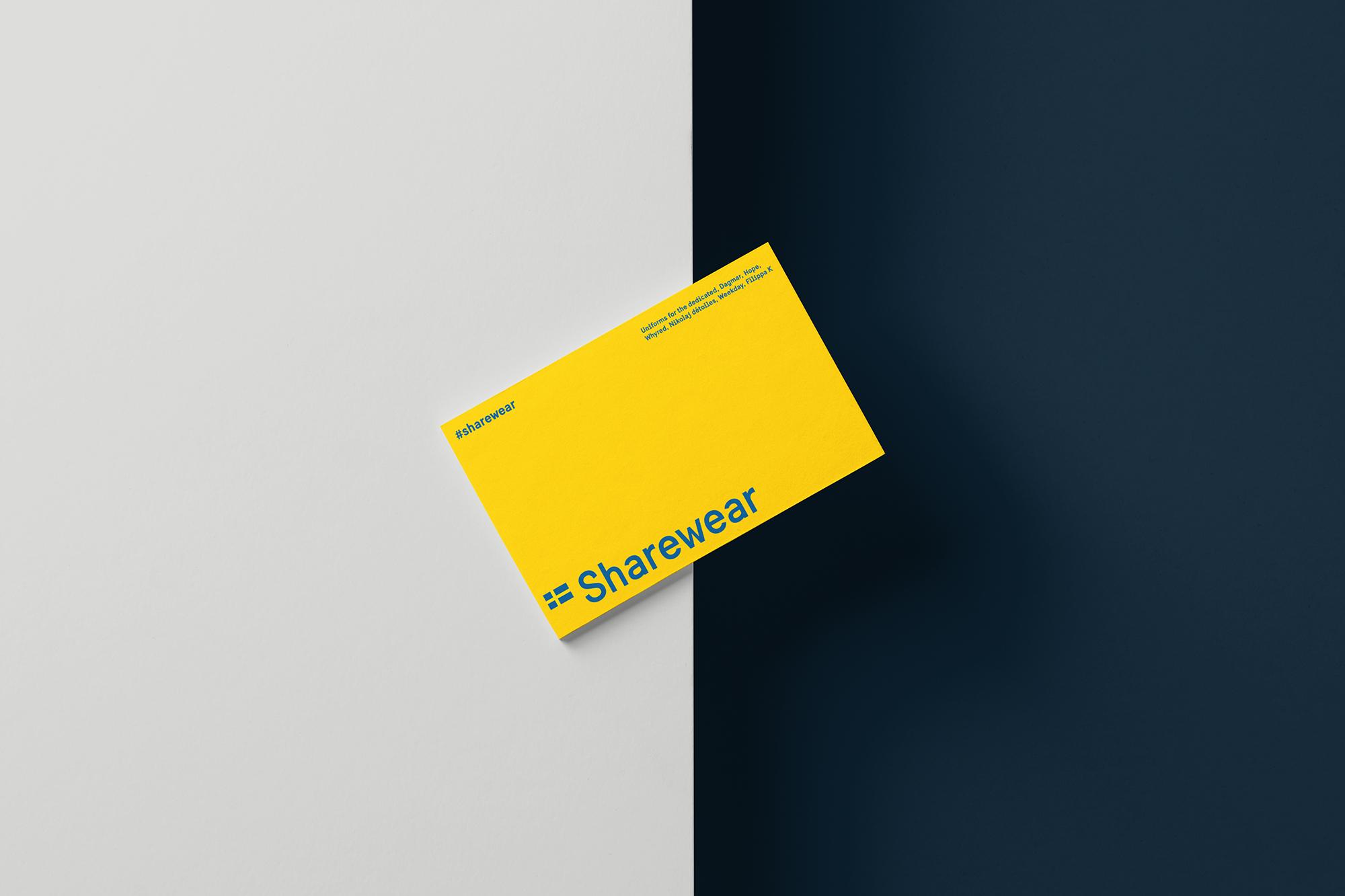 A prototype business card in the Sweden brand design.