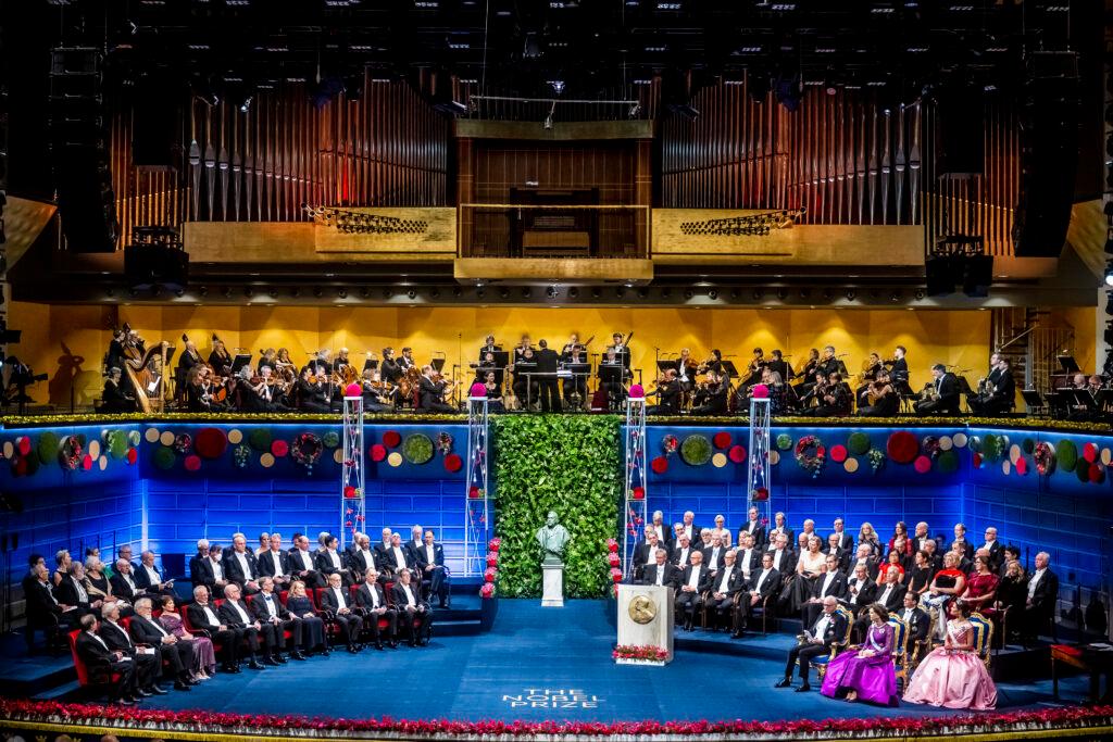 The Nobel ceremony in Stockholm concert hall
