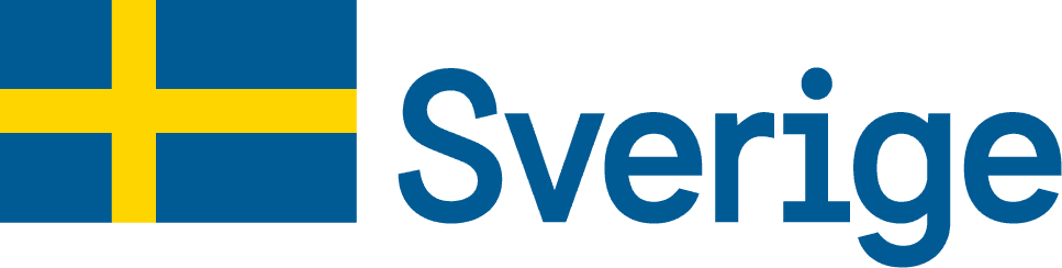 A flag and the word &quot;Sverige&quot; on a light grey background.