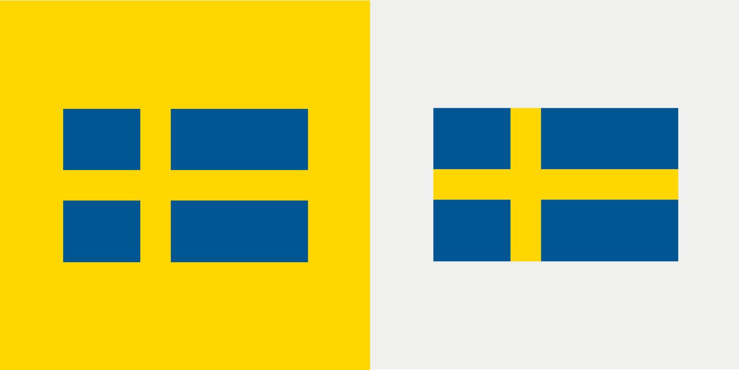 The avatar version of the Swedish flag, on yellow and light grey background, respectively.