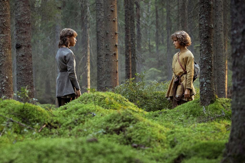Ronja the robbers daughter and Birk meeting in the forest