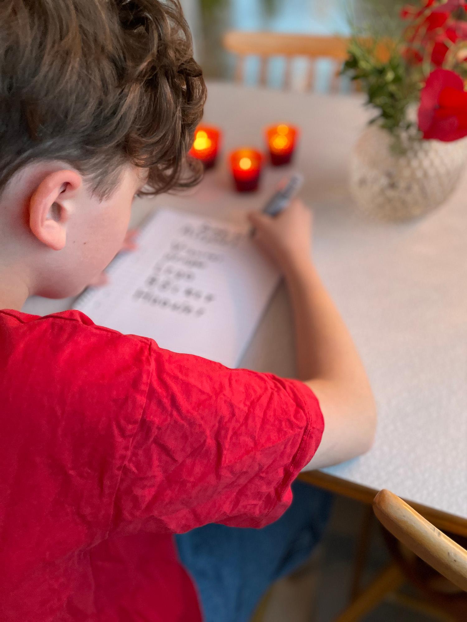 A child writing a letter to Santa