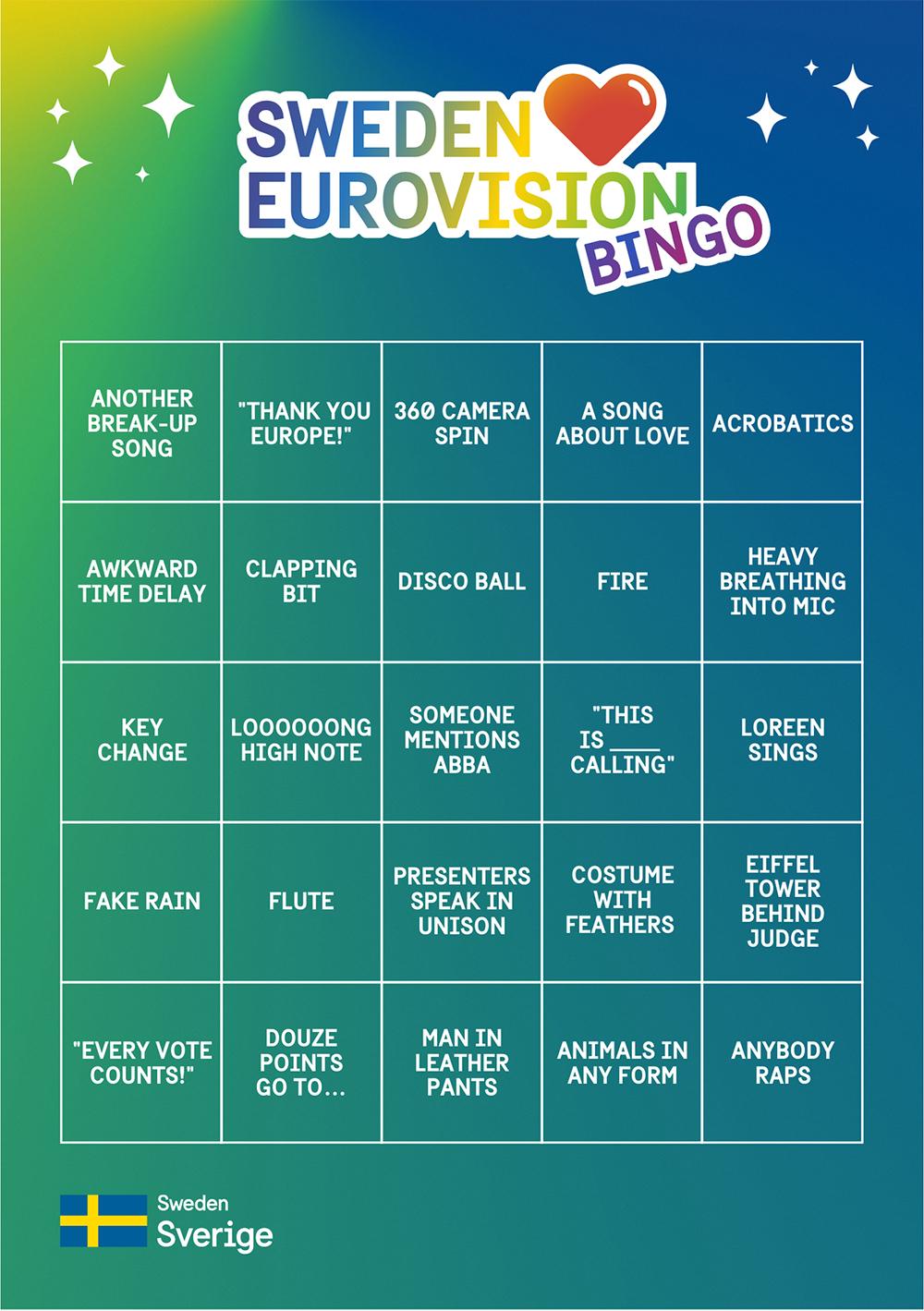 Sweden loves Eurovision bingo