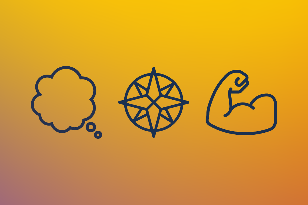 Symbols for mind, values and strength.