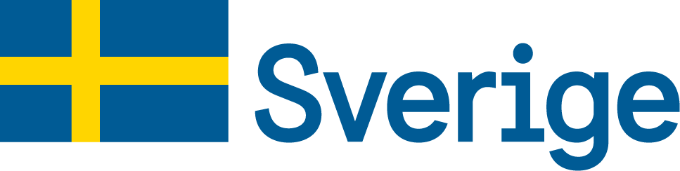 A flag and the word &quot;Sverige&quot; on a light grey background.