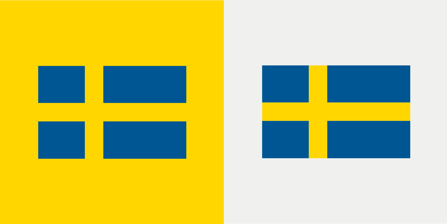 The avatar version of the Swedish flag, on yellow and light grey background, respectively.