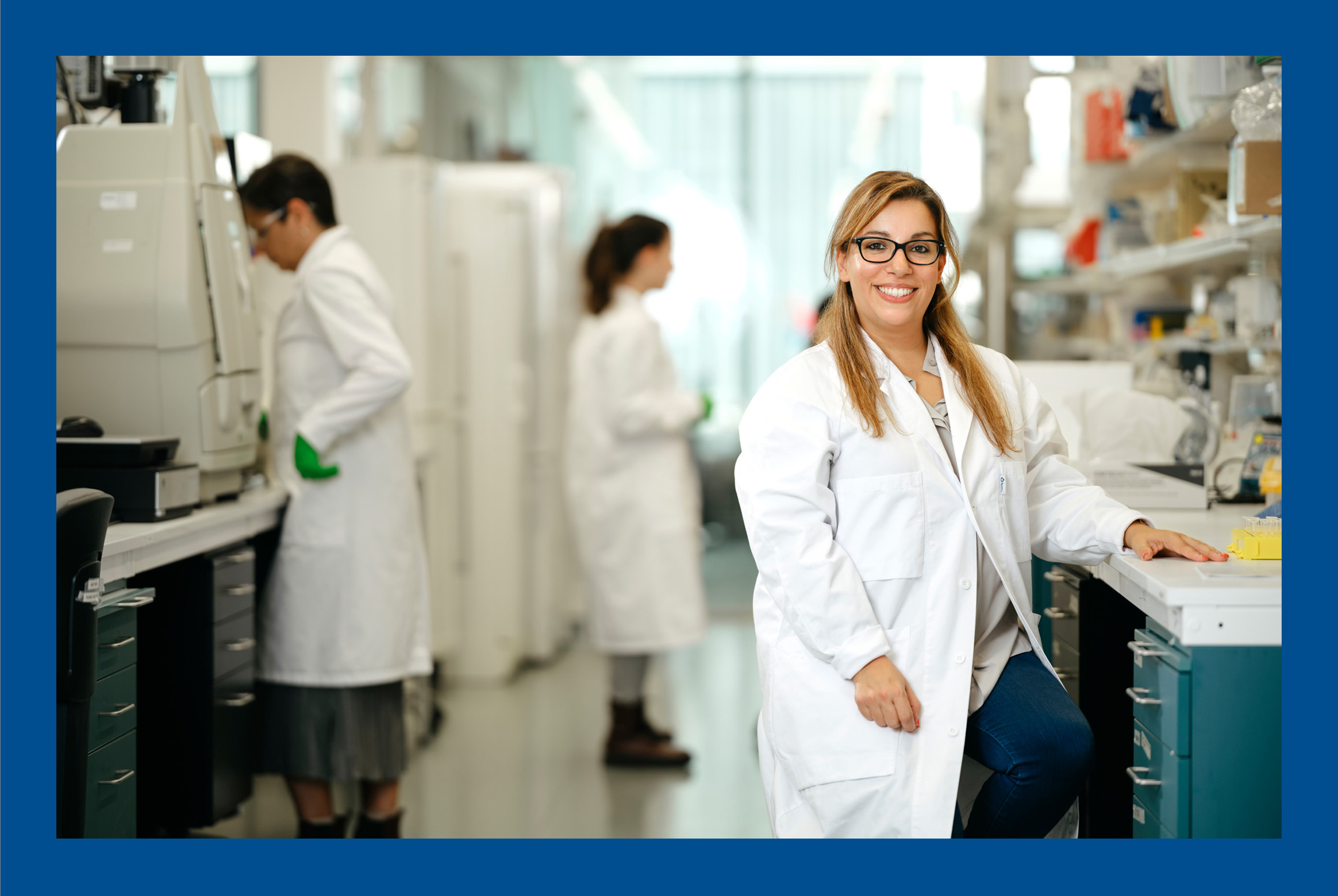 A woman working in a lab.