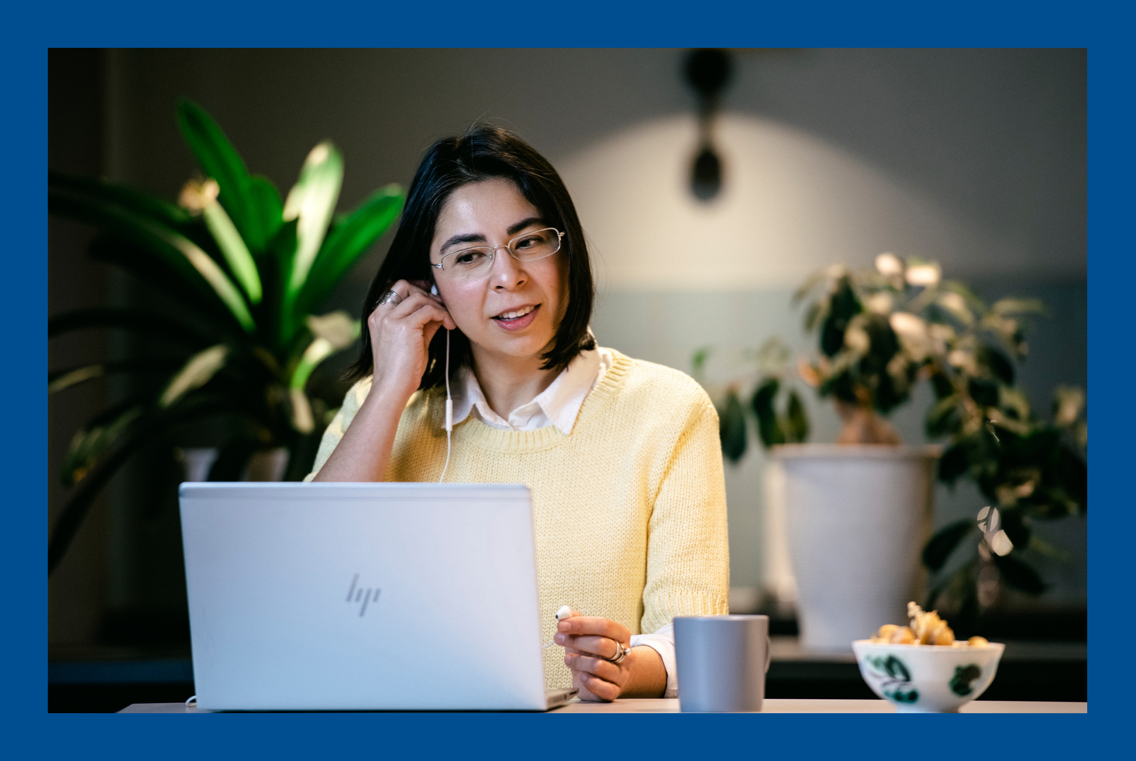 A woman working at her computer.