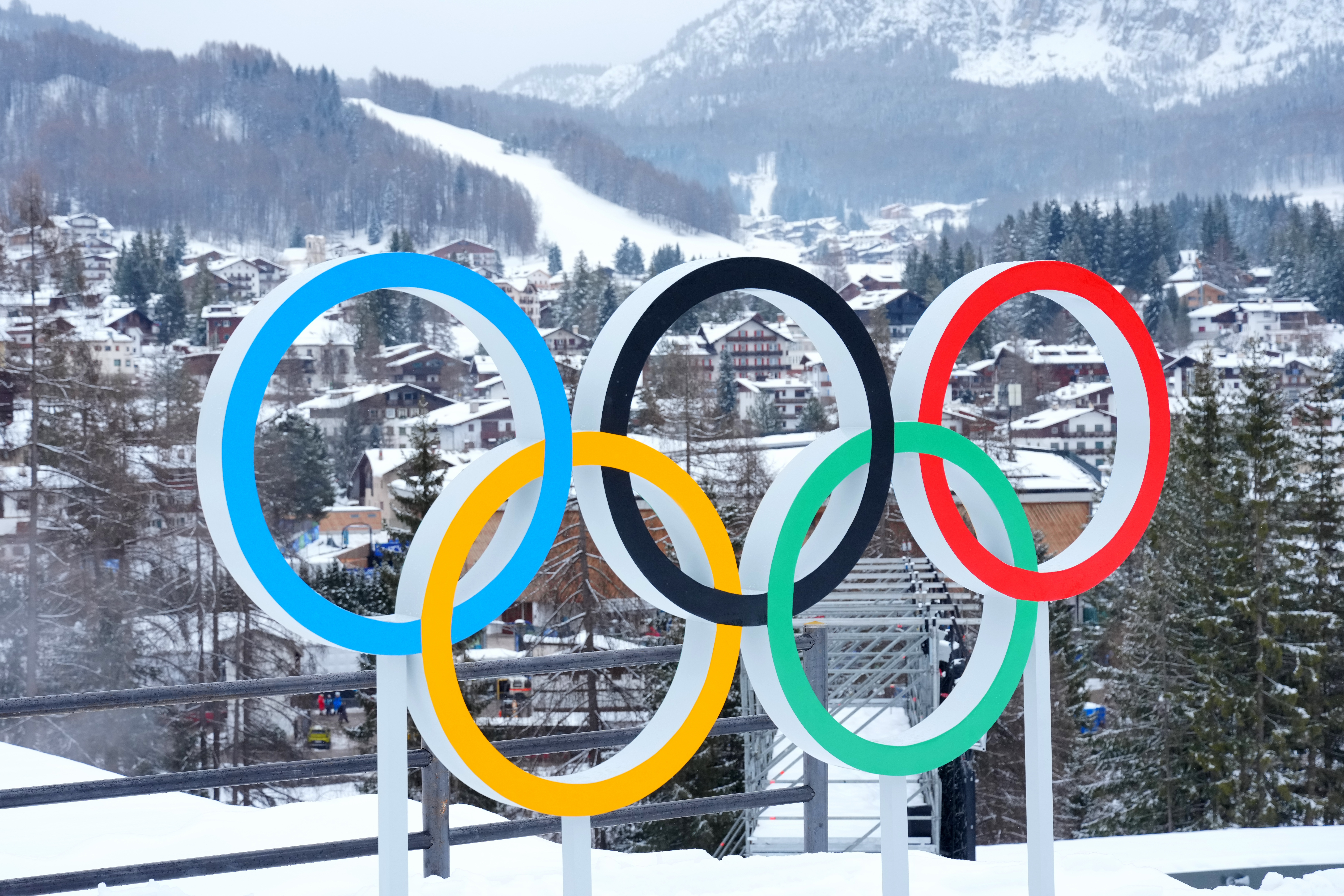 Olympic rings in winter.